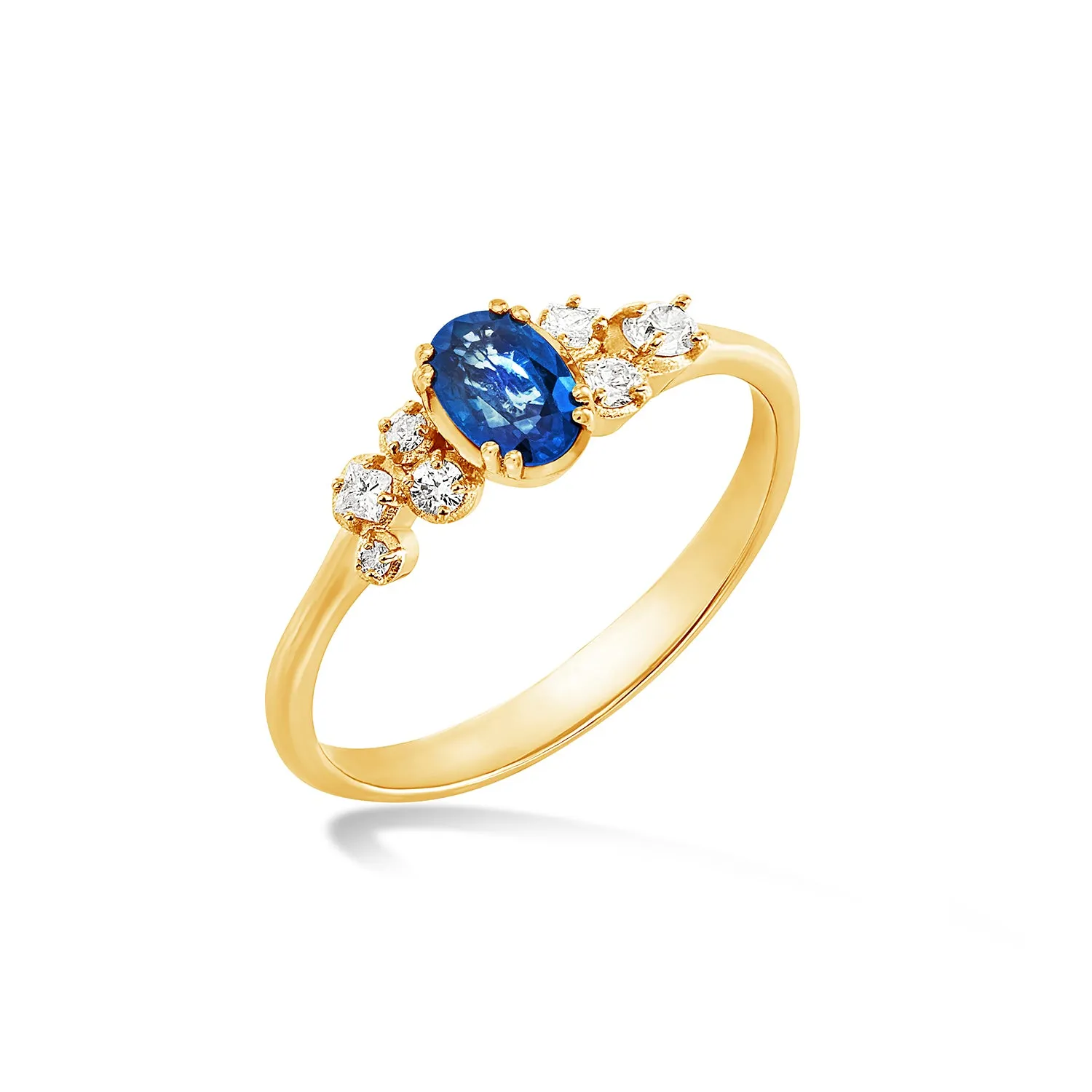 18k Oval Sapphire & Diamond Stargazer Ring