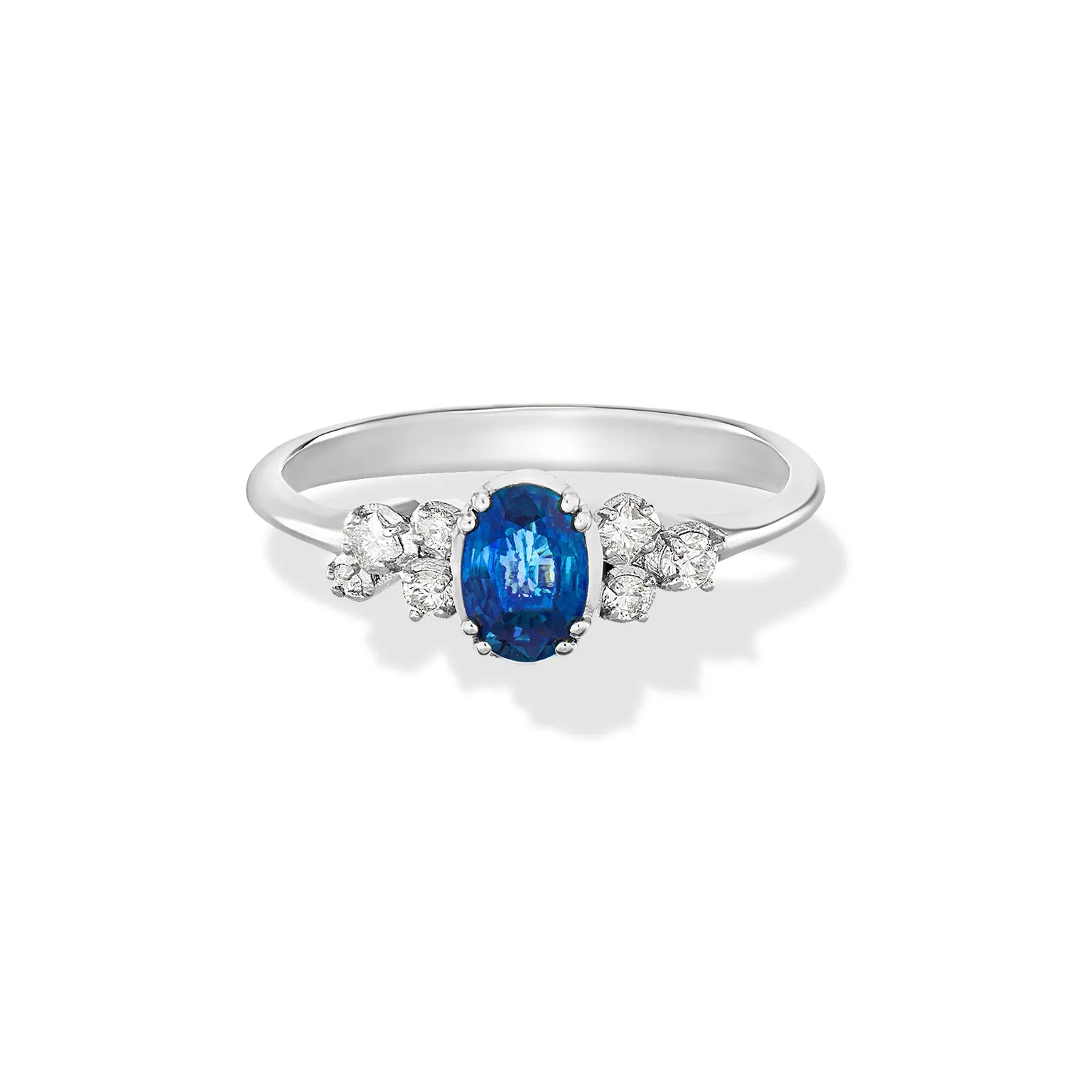 18k Oval Sapphire & Diamond Stargazer Ring