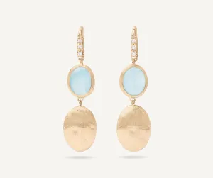 18K Yellow Gold Aquamarine, Gold & Diamond Accent Earrings