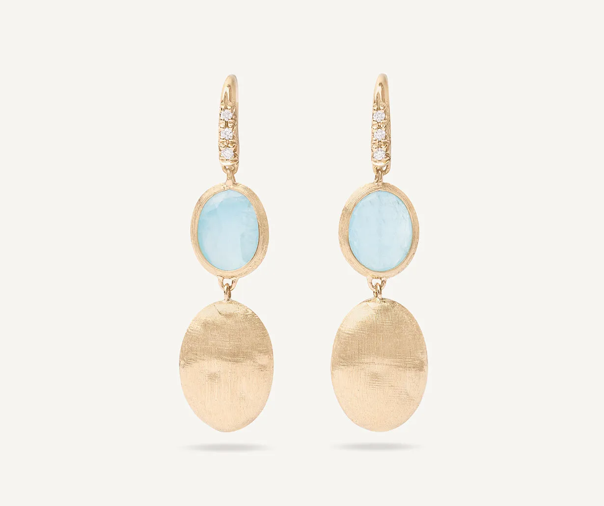 18K Yellow Gold Aquamarine, Gold & Diamond Accent Earrings