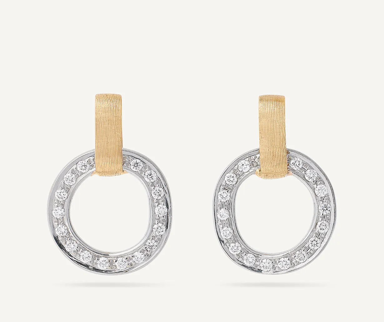 18K Yellow Gold Flat-Link Diamond Stud Earrings