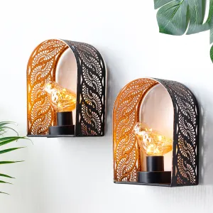 7"H Set of 2 Bird Cage Wall Sconces Battery Operated