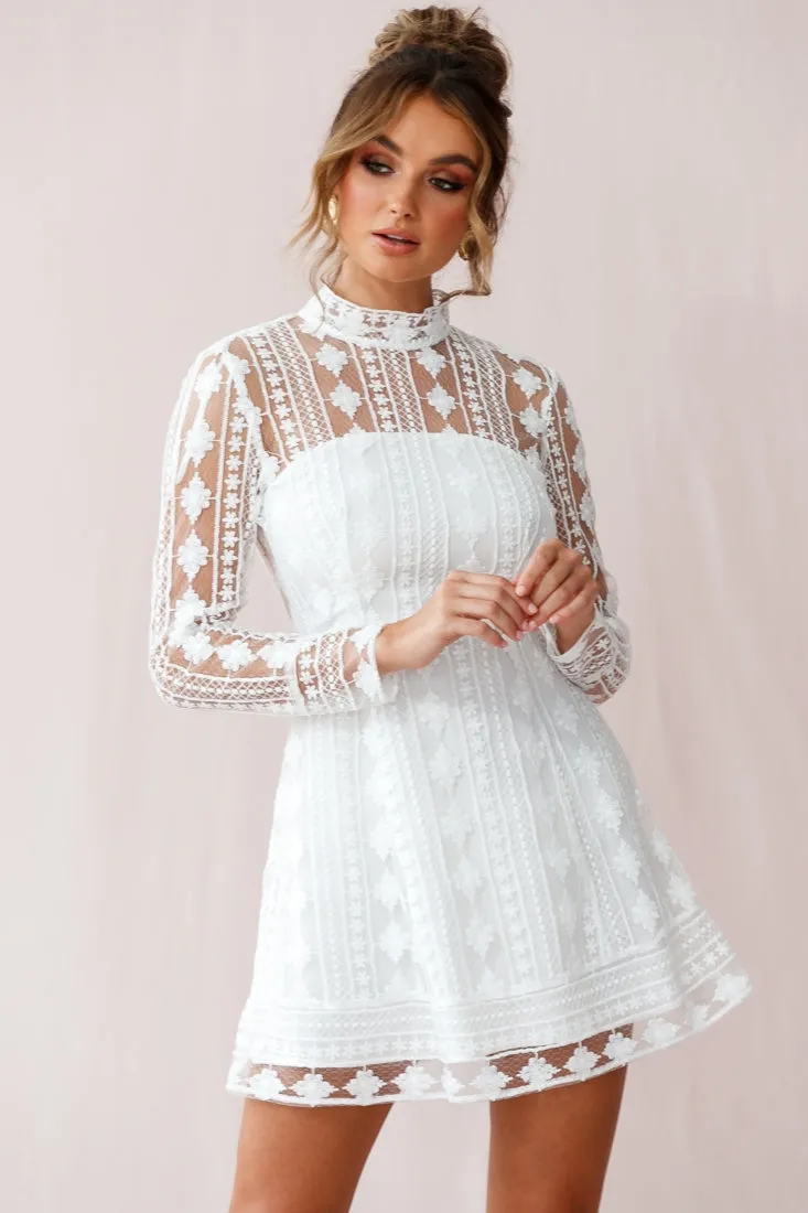 Amelia Lace Overlay Peek A Boo Dress White