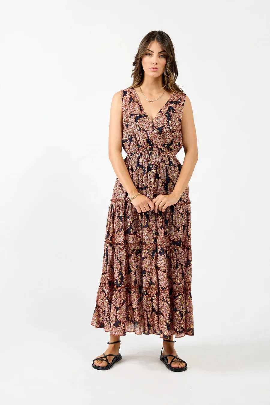 Athens Dress - Burgundy Metallic