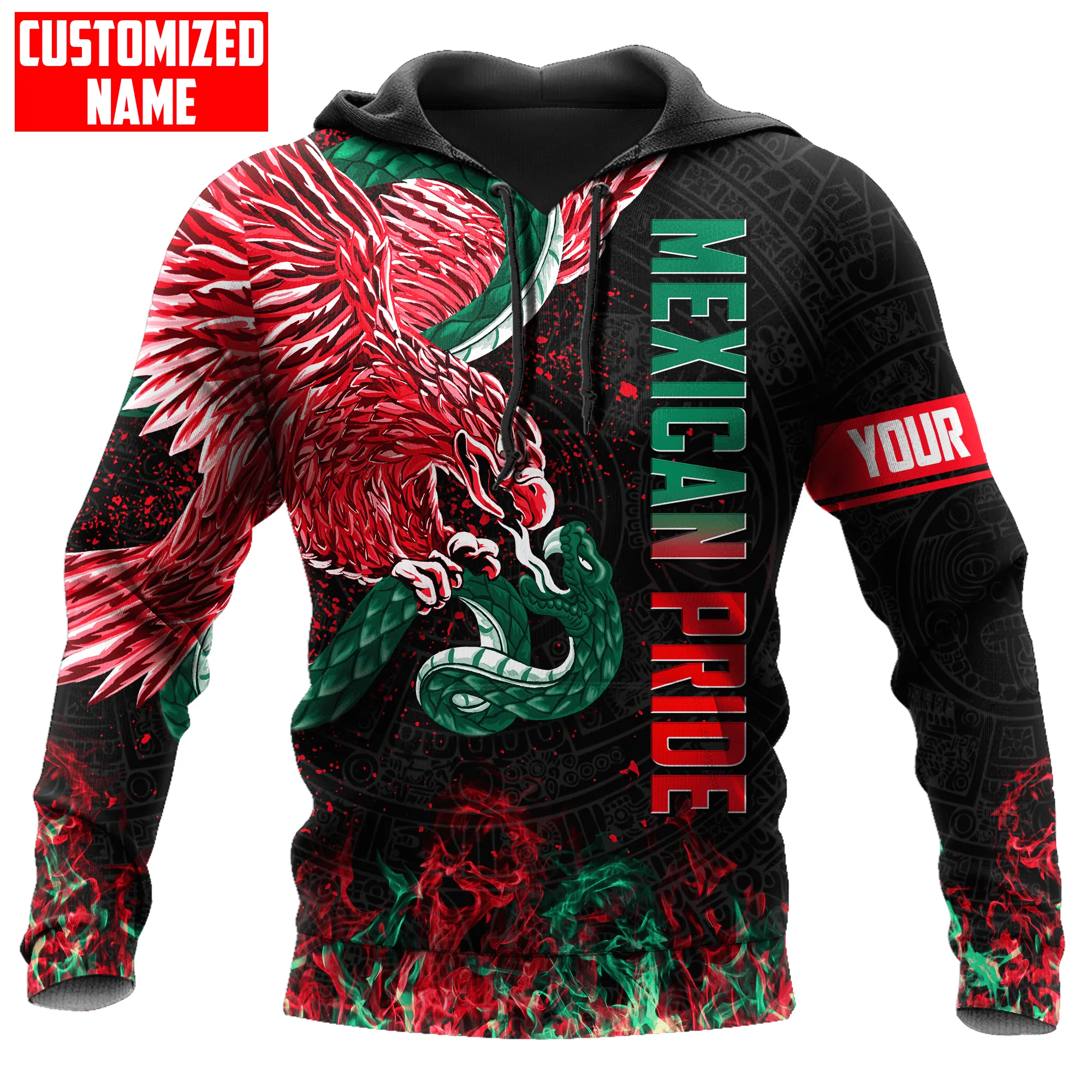 Aztec Eagle Warrior Skull 3D All Over Printed Unisex Sweatshirt Zip Hoodie Shirts