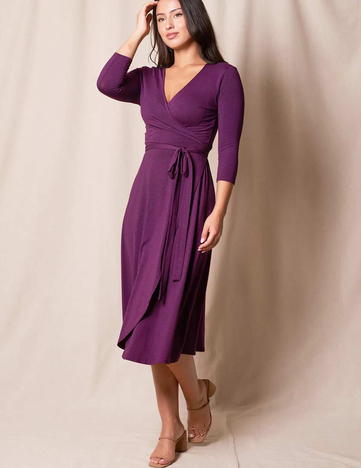 Bamboo / Organic Cotton Wrap Dress - Plum