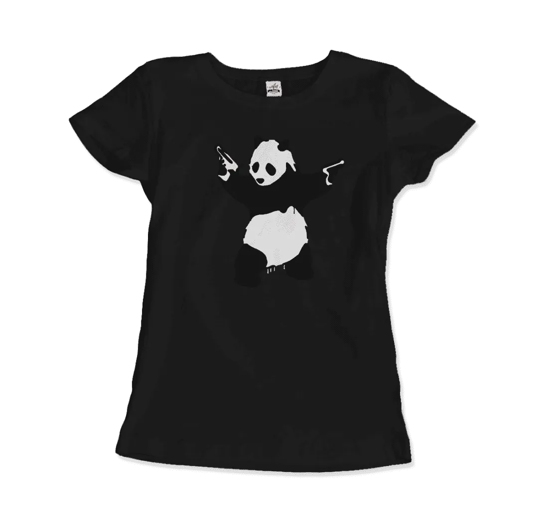 Banksy Pandamonium Armed Panda Artwork T-Shirt