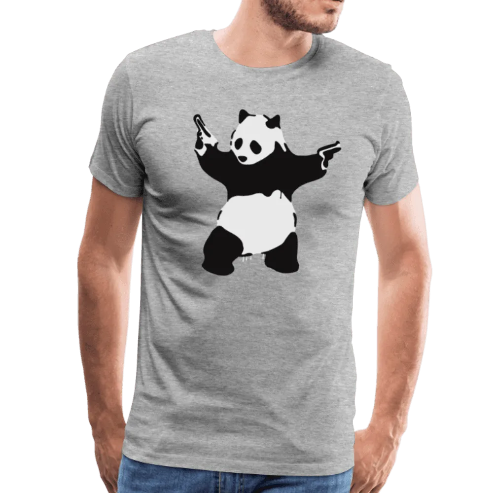 Banksy Pandamonium Armed Panda Artwork T-Shirt