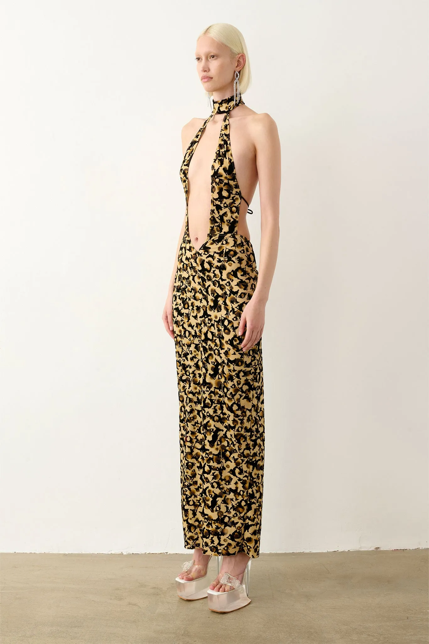 Bare Dress Beige Leopard Print