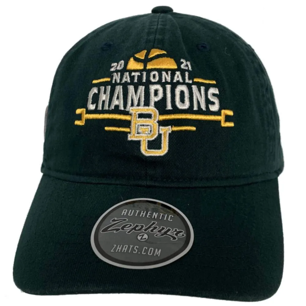 Baylor Bears 2021 NCAA Basketball National Champions Forest Green Crew Hat Cap