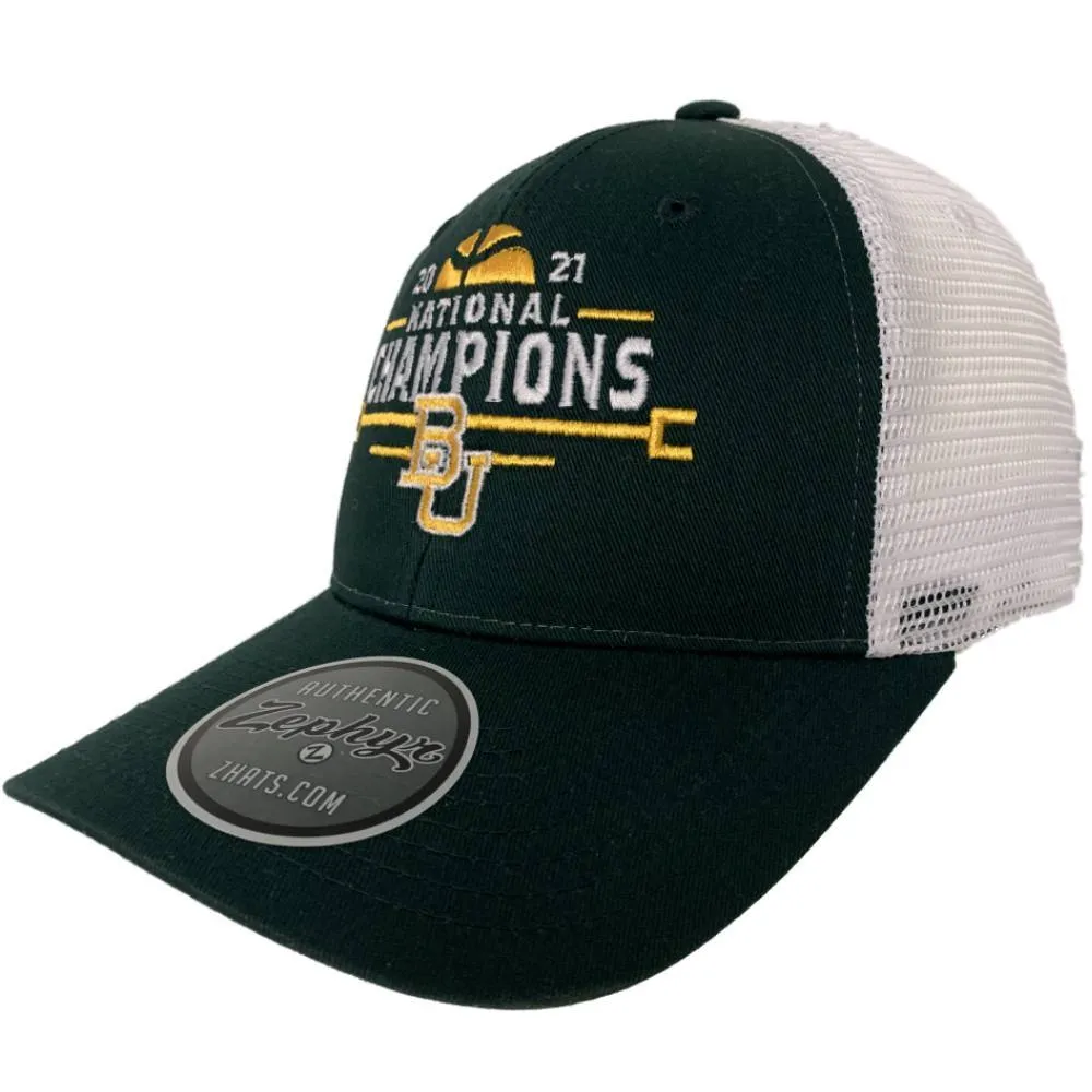 Baylor Bears 2021 NCAA Basketball National Champions Green/White Mesh Hat Cap