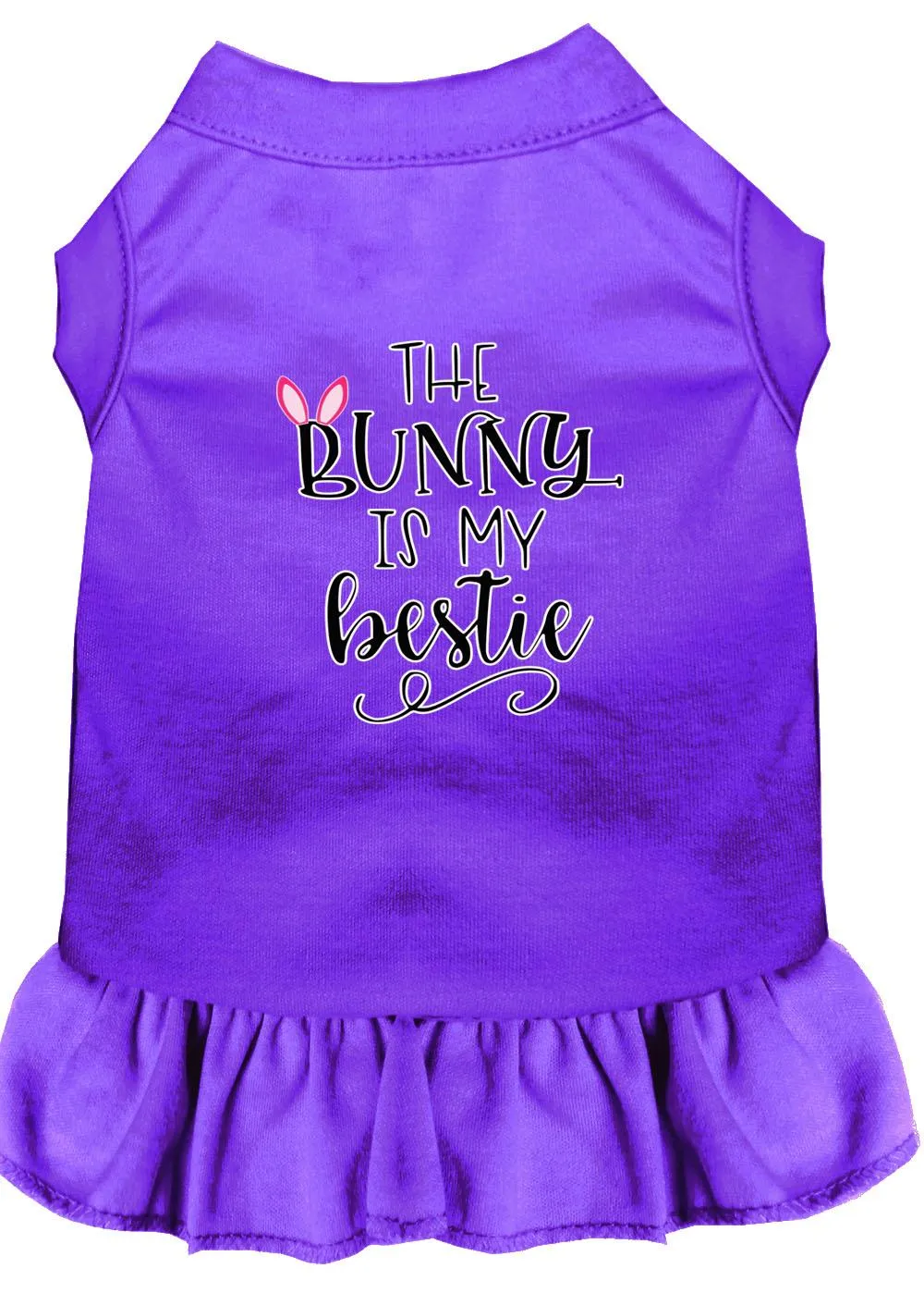 Bunny Is My Bestie Screen Print Dog Dress Purple Sm (10)