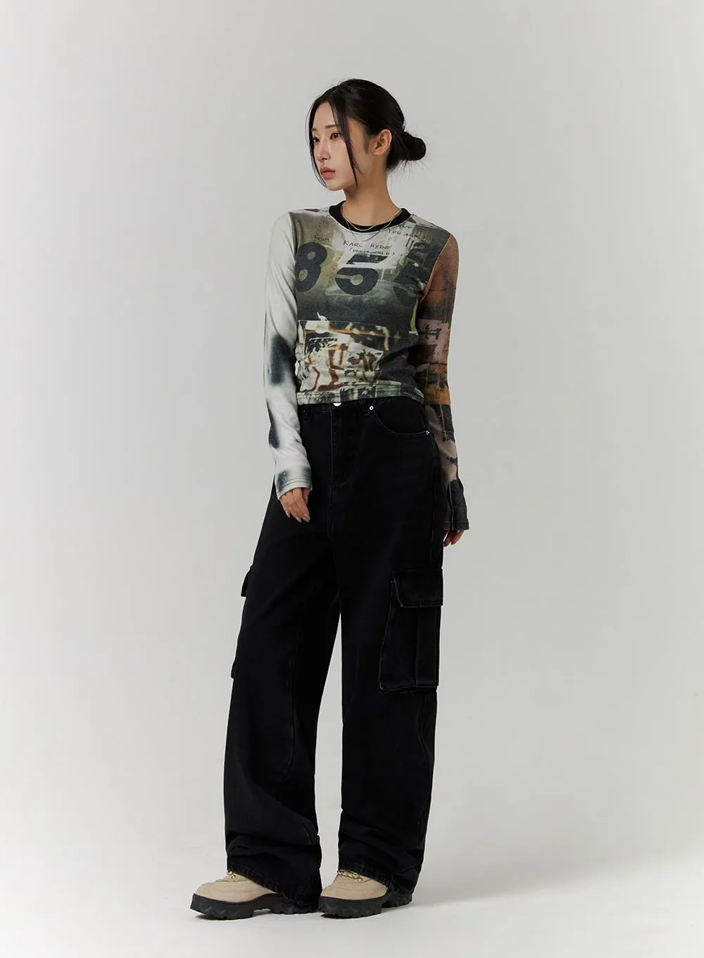 Cargo Wide Leg Jeans CD312