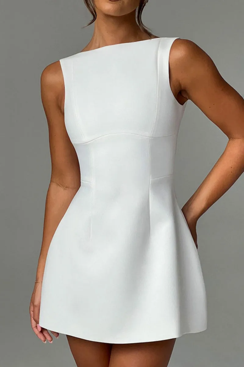 Casual Solid Backless O Neck Sleeveless Dresses