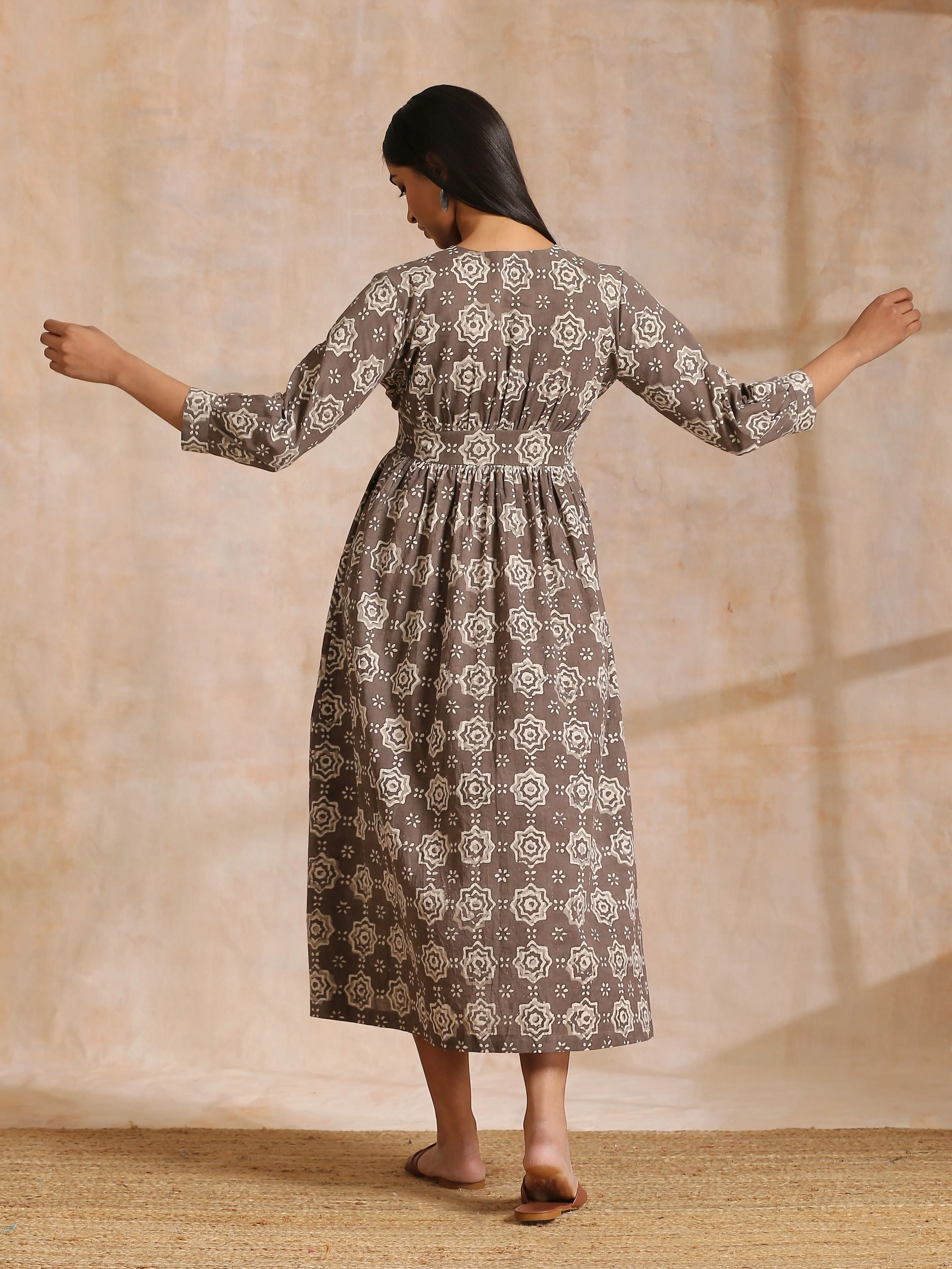 Clay Dabu Overall Print Cotton Wrap Dress