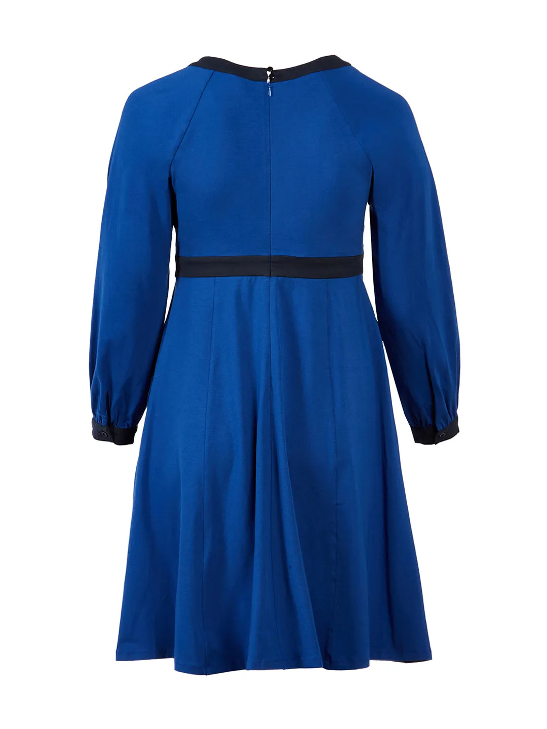 Contrast Trim Cotton Jersey Knit Faux Wrap Dress