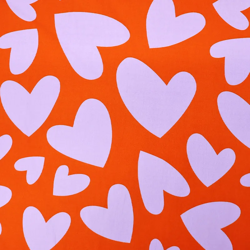 Cotton Poplin - Orange and Lilac - Love Hearts