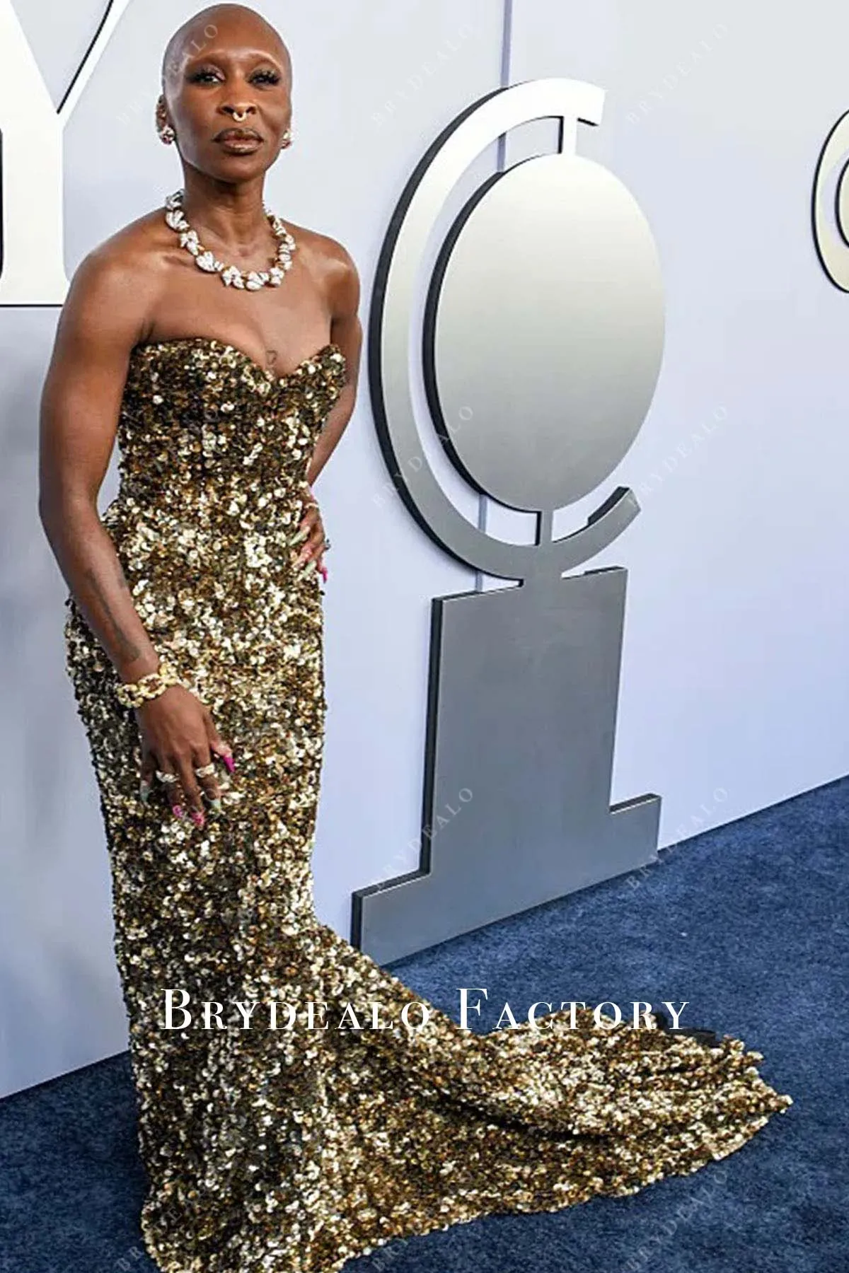 Cynthia Erivo 2024 Tony Awards Gold Sequined Dress