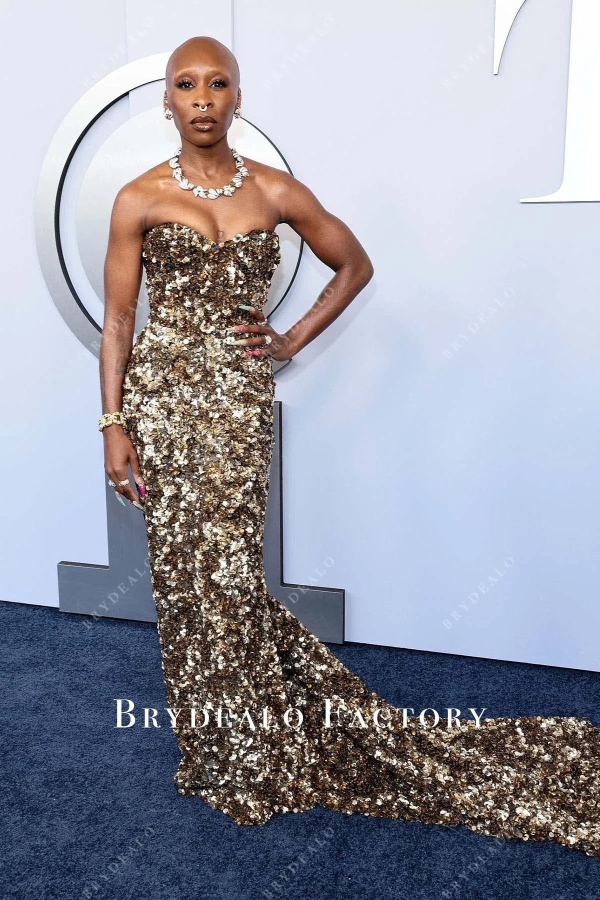 Cynthia Erivo 2024 Tony Awards Gold Sequined Dress