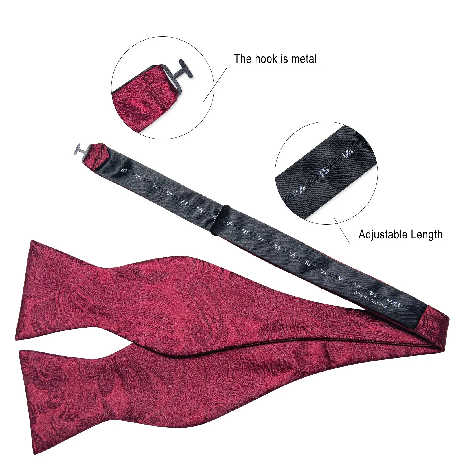 DiBanGu Men's Suspenders Burgundy Paisley Brace Clip-on Suspender with Bow Tie Set