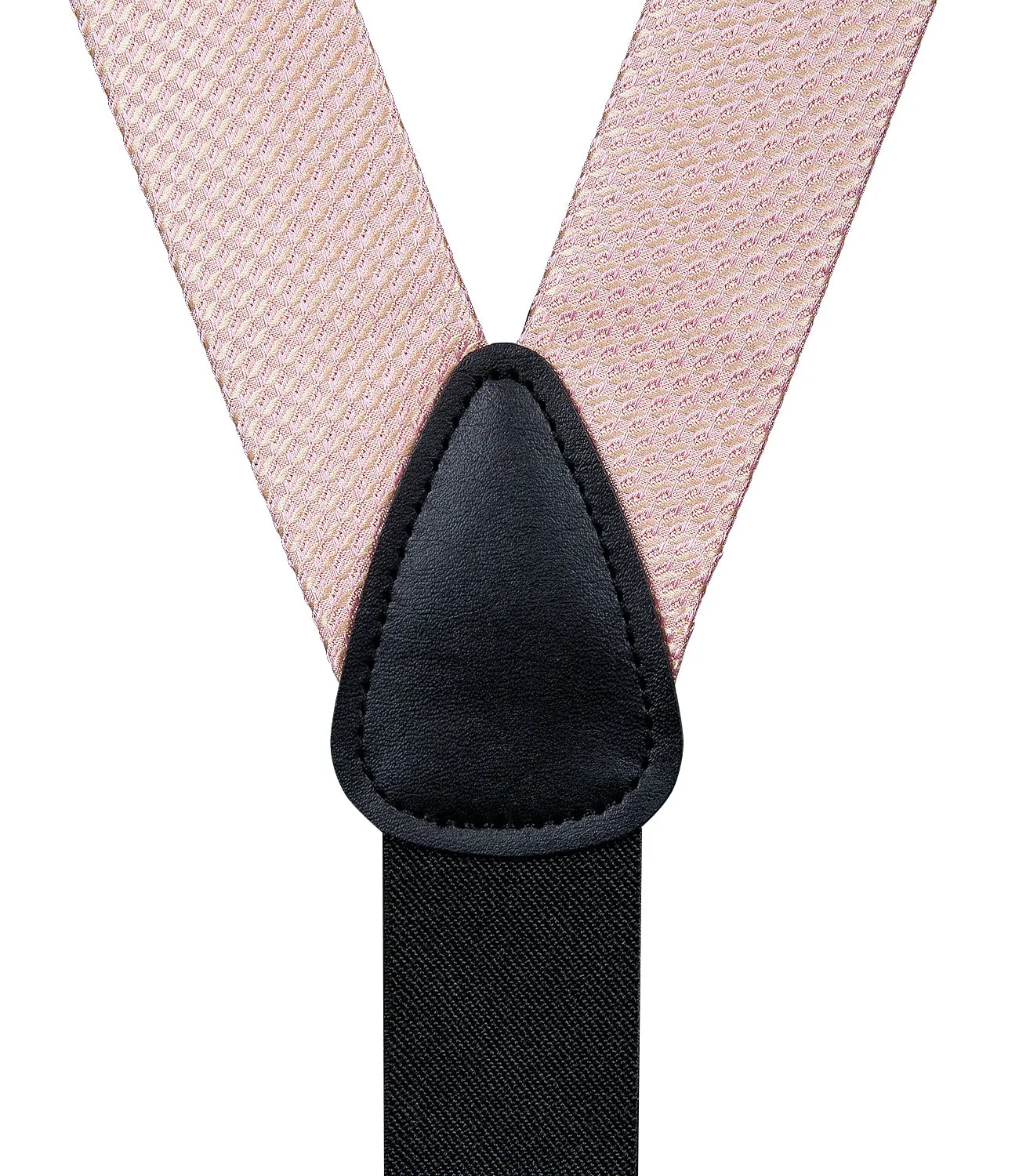 DiBanGu Men's Suspenders Pink Solid Brace Clip-on Suspender with Bow Tie Set