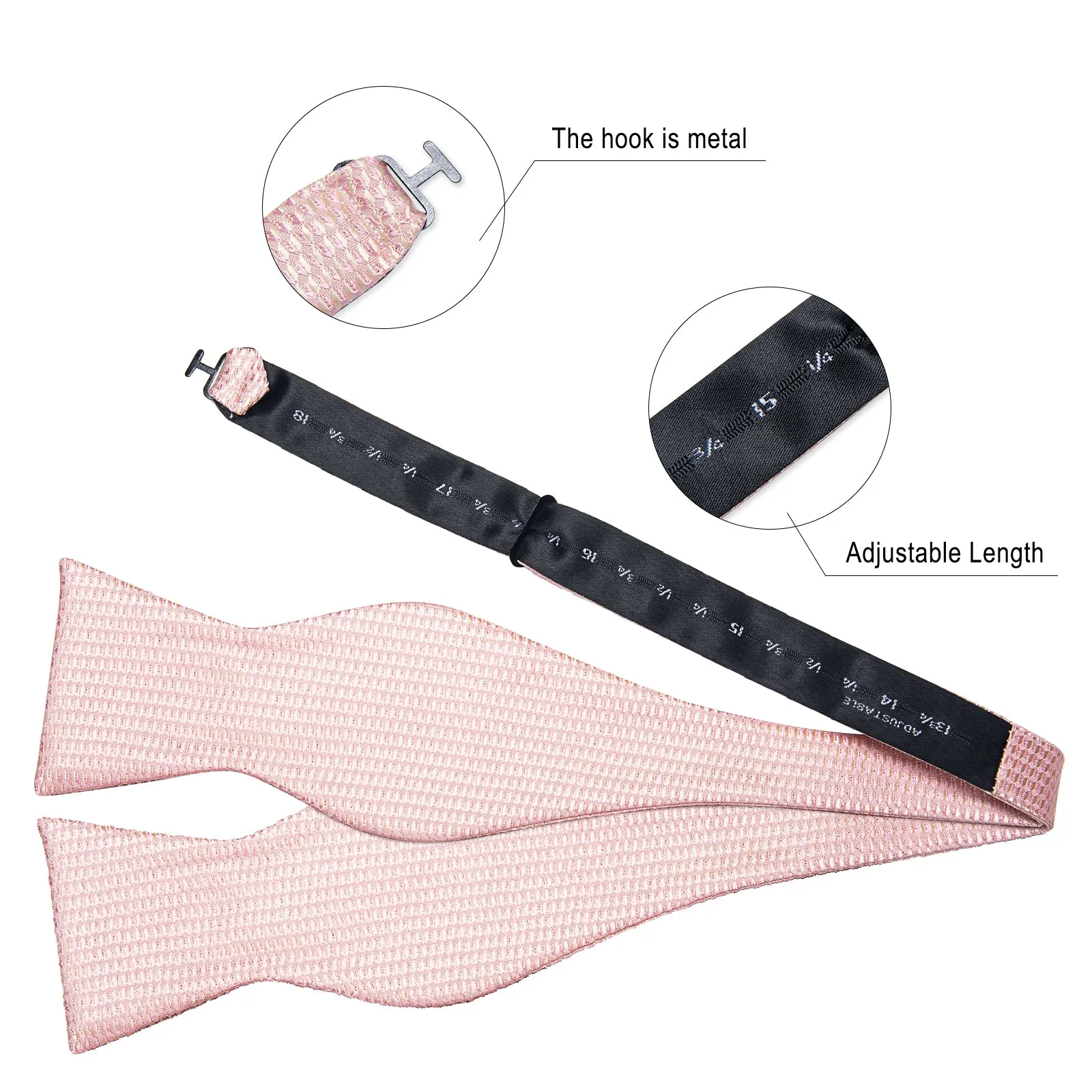 DiBanGu Men's Suspenders Pink Solid Brace Clip-on Suspender with Bow Tie Set