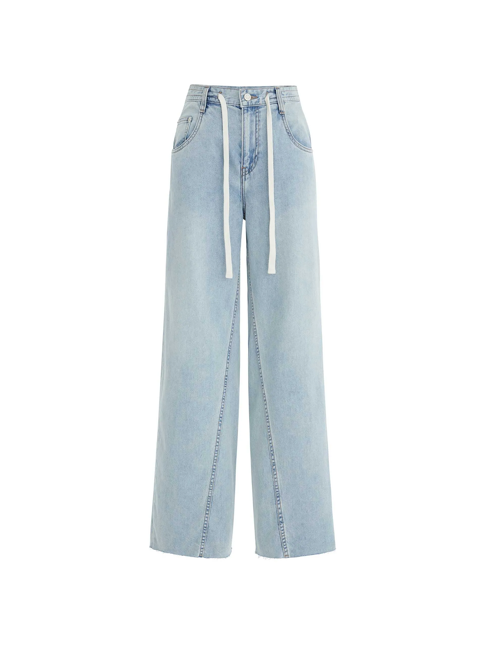 Drawstring Wide Leg Jeans