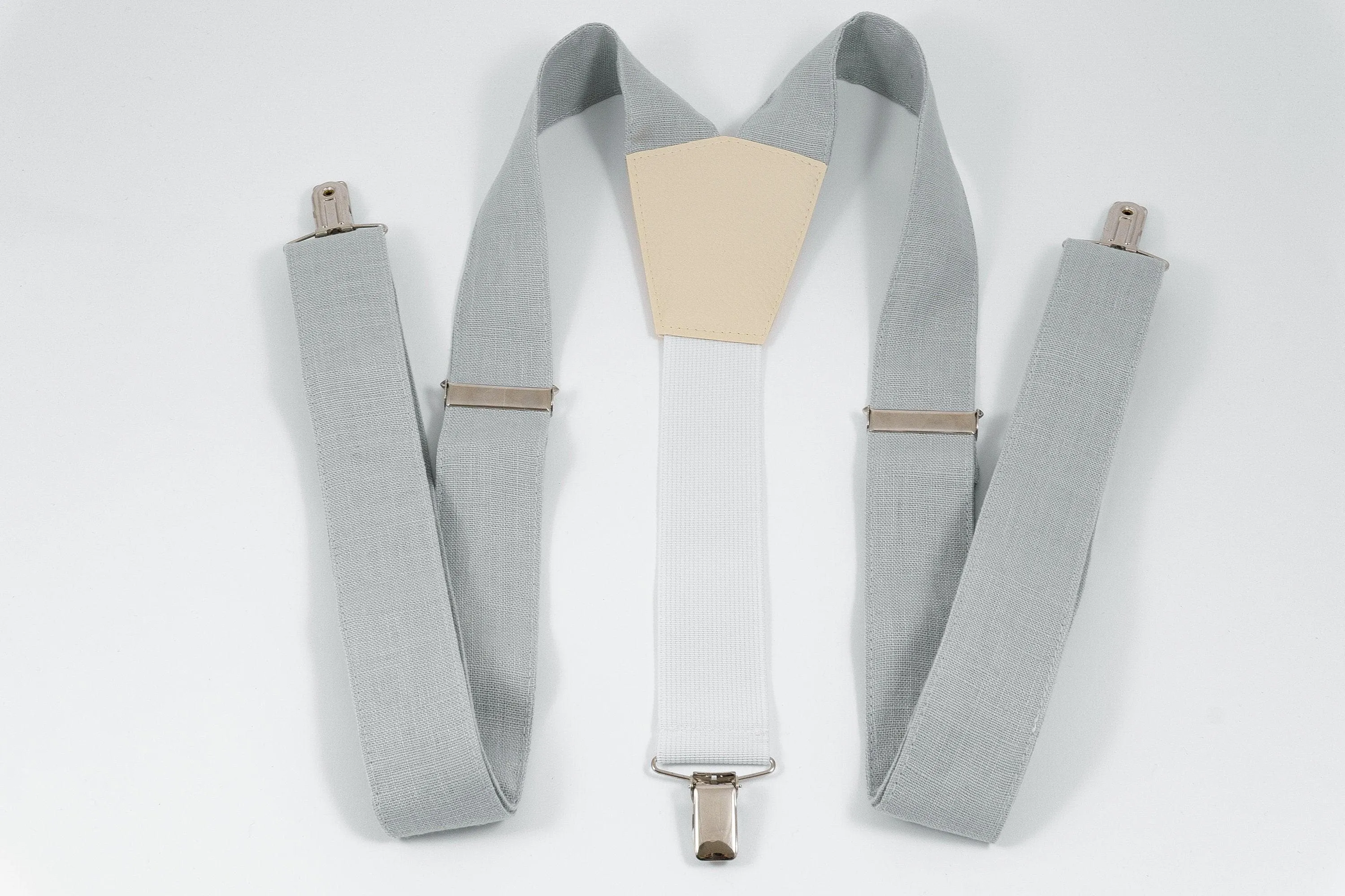 DUSTY GRAY linen suspenders Adjustable Y- Back Suspenders - ADULT Baby Boys Kids Children Mens Groom Page Boy Wedding