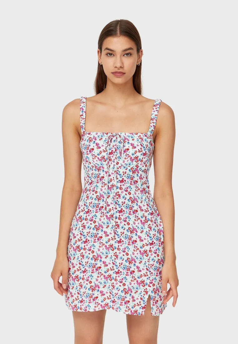 Floral Sleeveless Backless Dress