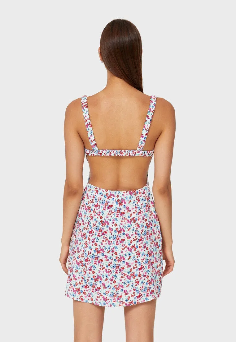 Floral Sleeveless Backless Dress