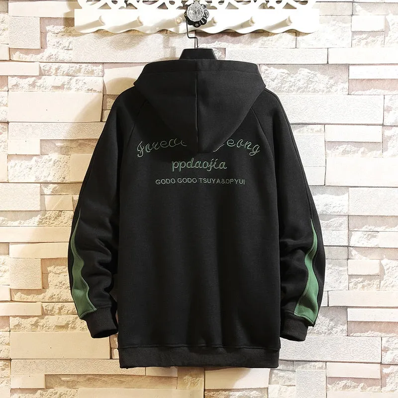 Forever Young Green Stripped Sleeves Hoodie