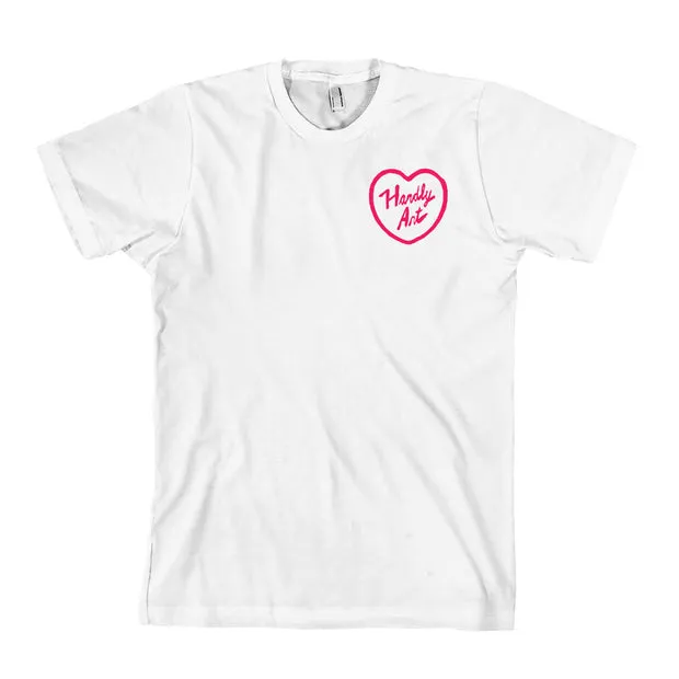 Heart Left Chest White w/Pink T