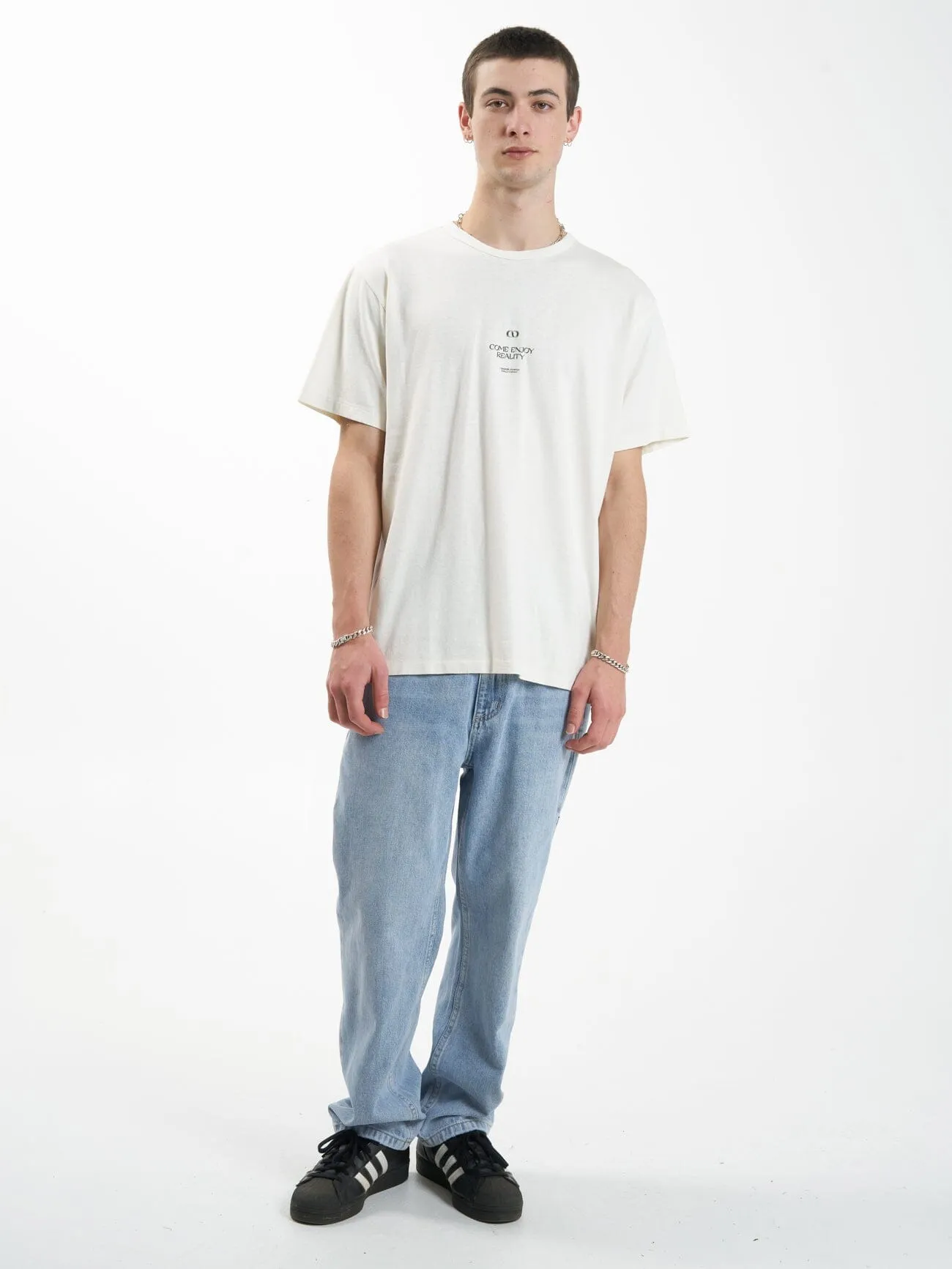 Hemp Come Enjoy Reality Merch Fit Tee - Dirty White