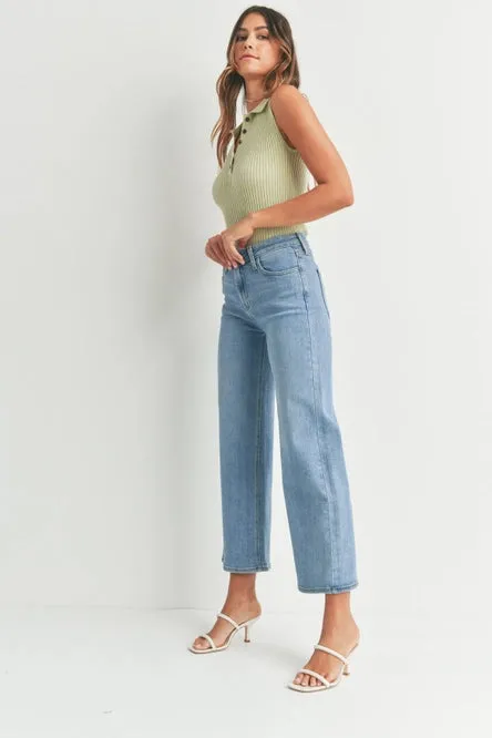 Just Black Denim Medium Wash High Rise Wide Leg Jeans