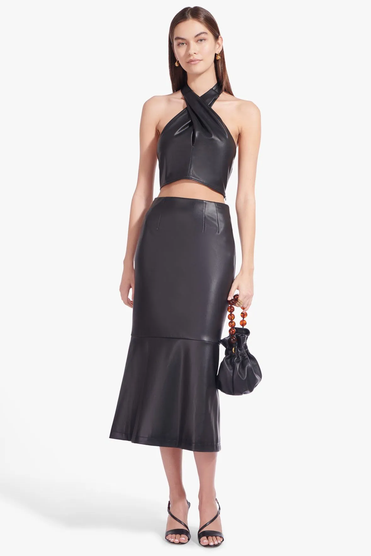 LAUREL SKIRT | BLACK VEGAN LEATHER