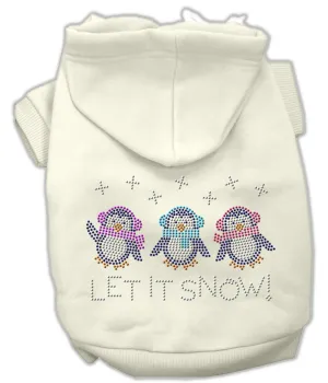 Let it Snow Penguins Rhinestone Hoodie Cream XS (8)