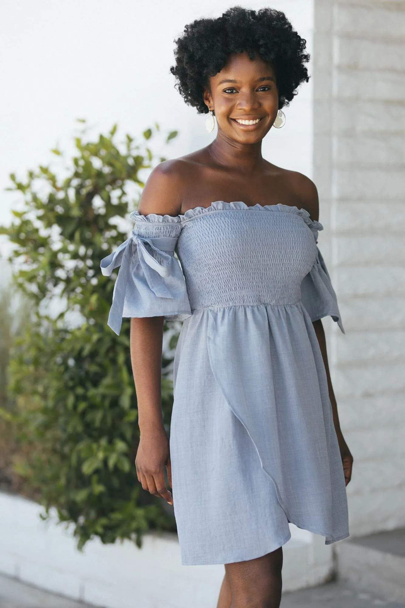 Lynn Smocked Off Shoulder Dress