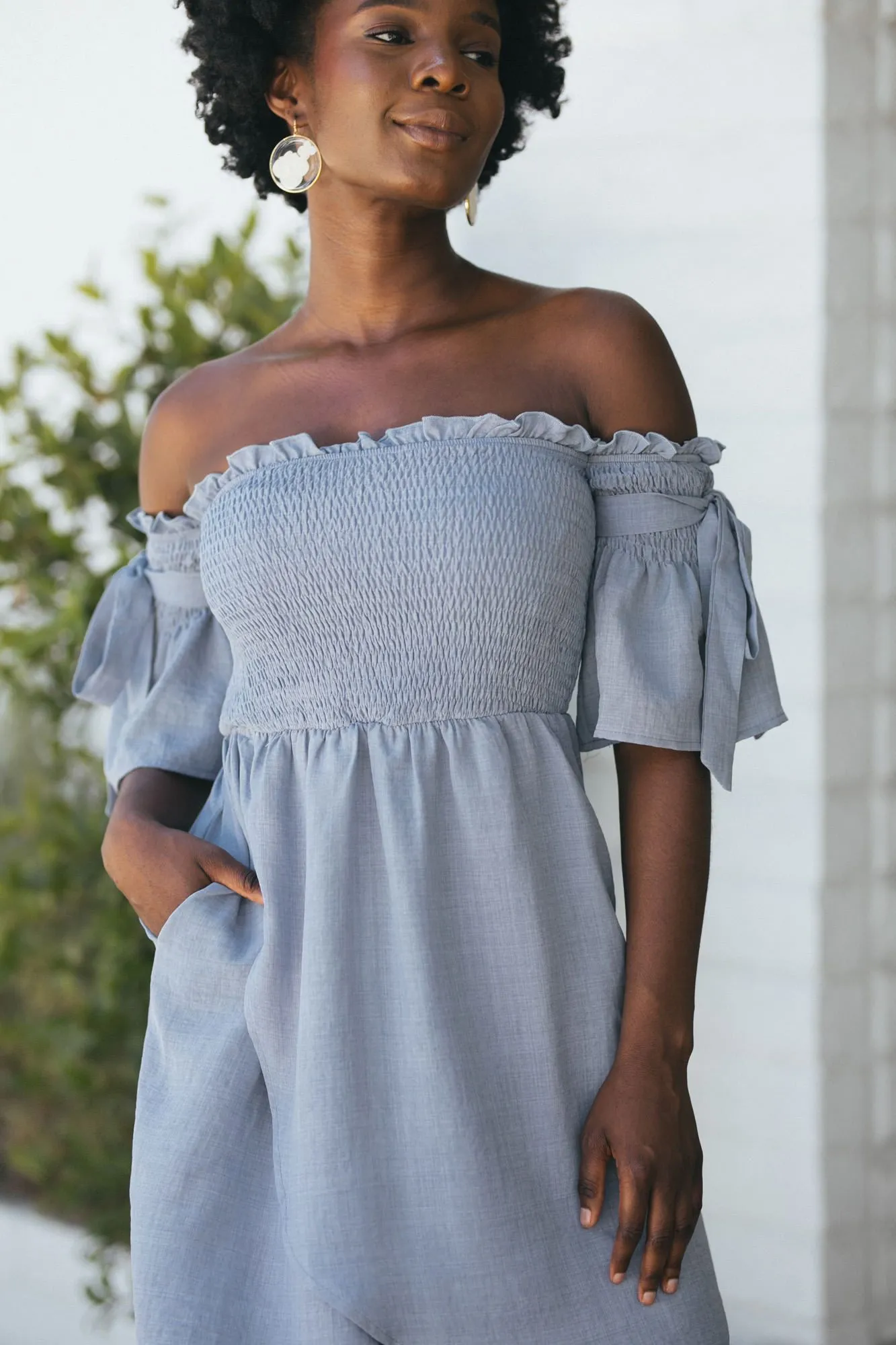 Lynn Smocked Off Shoulder Dress