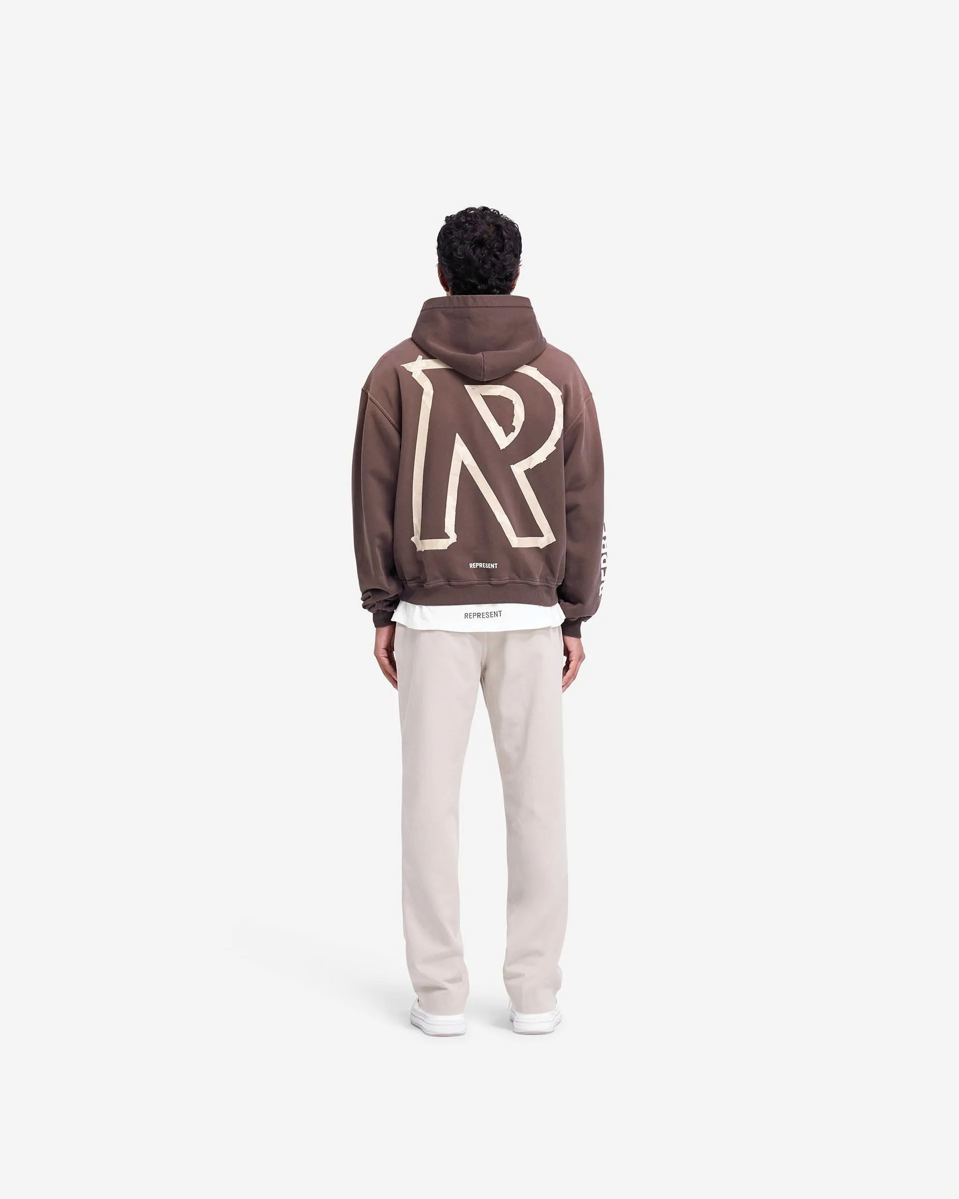 Masking Tape Initial Zip Hoodie - Cedar