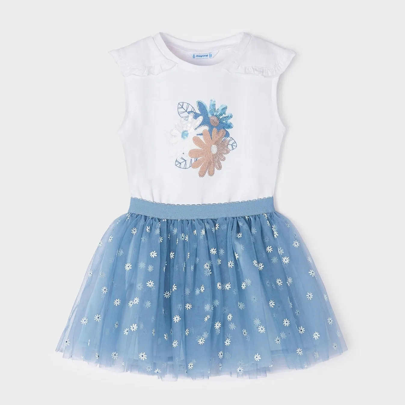 Mayoral Girl Printed Tshirt and Tulle Skirt Set