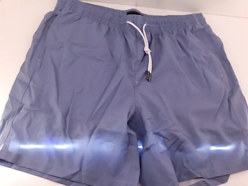 Men's Light Blue Loose Fit Elastic Flat Front Shorts Size XLarge