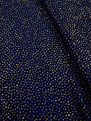 Misc Stretch - 60-inches Wide Poly-Spandex Iridescent Glittered Navy Blue