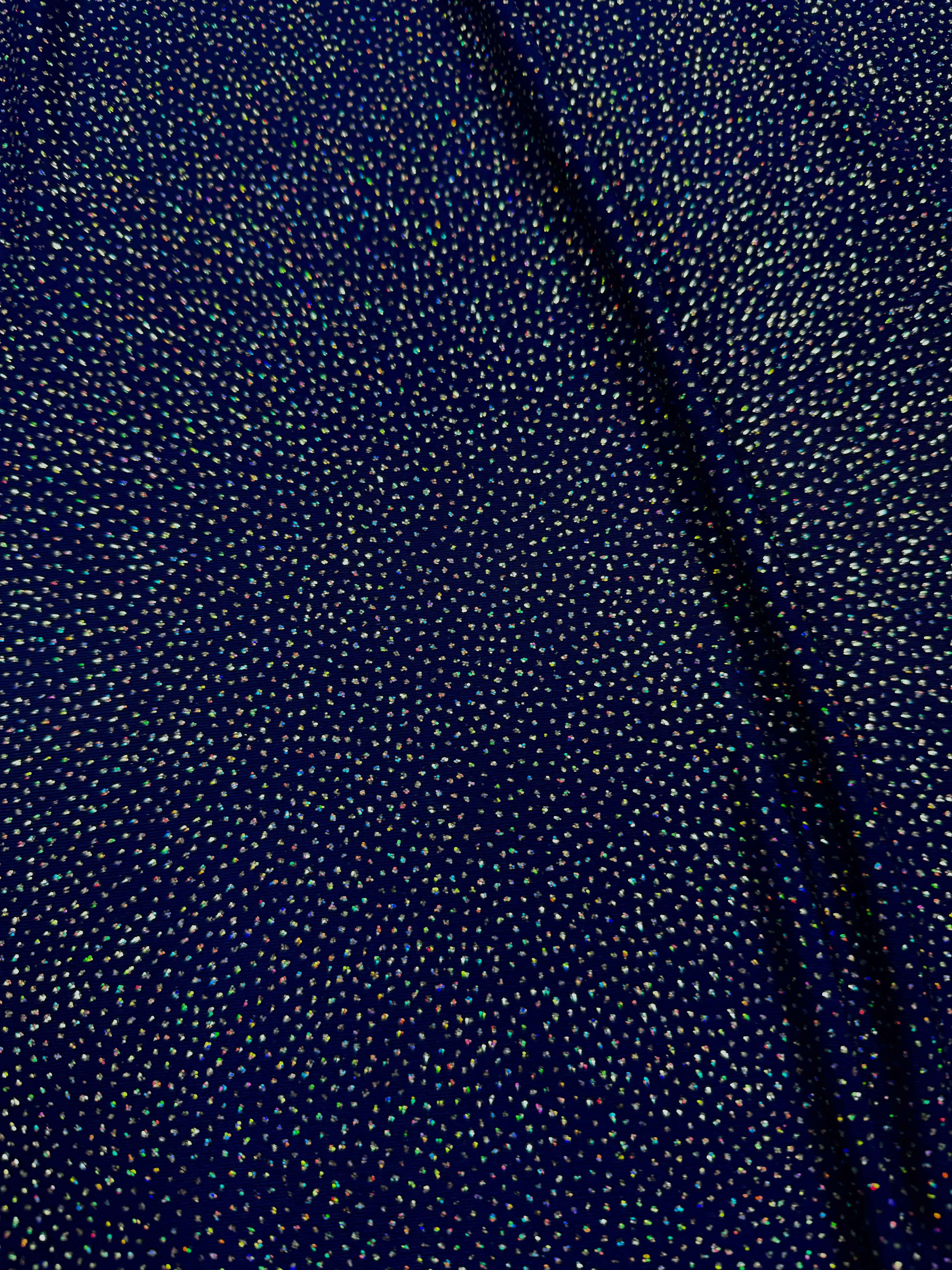 Misc Stretch - 60-inches Wide Poly-Spandex Iridescent Glittered Navy Blue