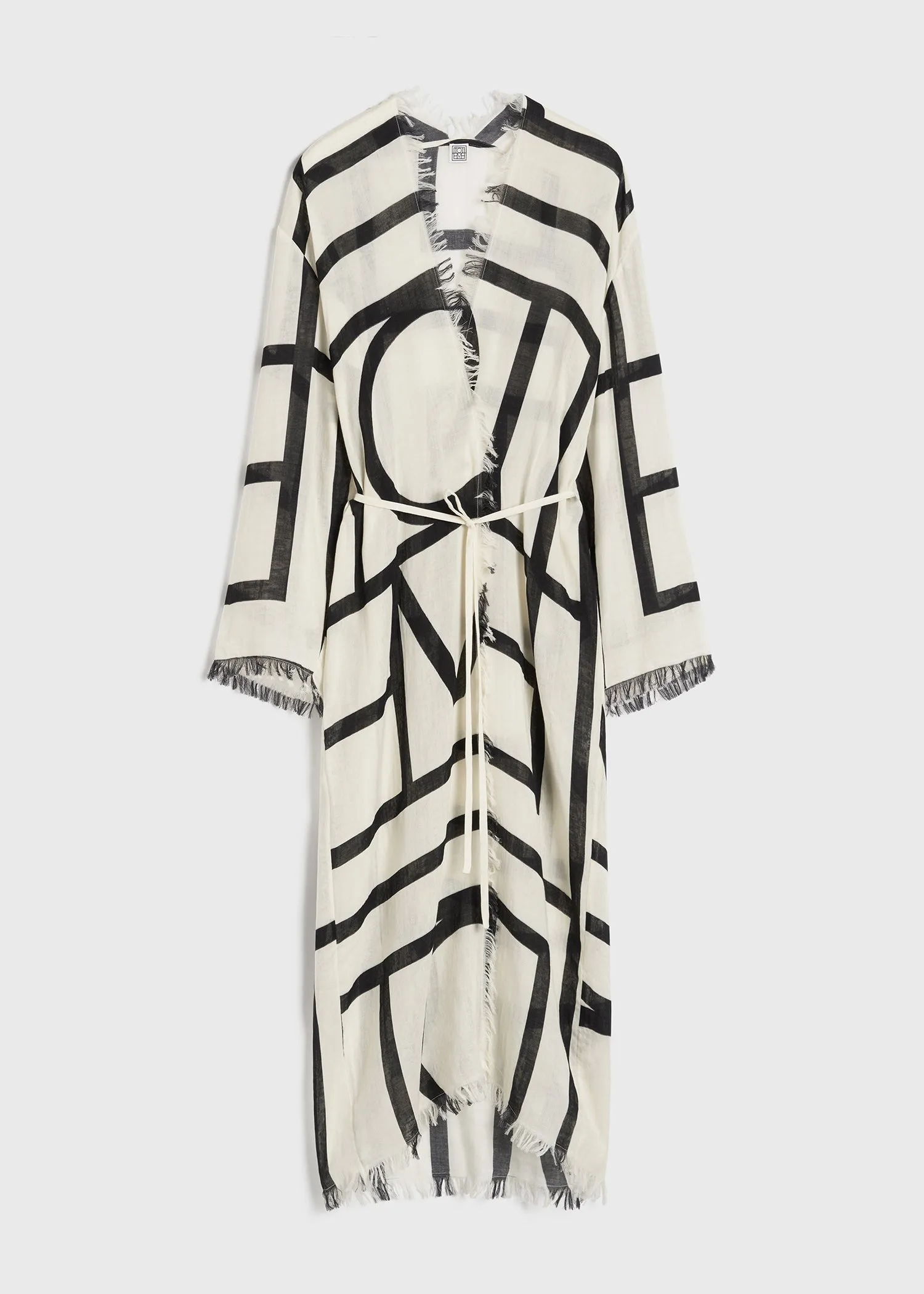 Monogram wrap dress ecru/black