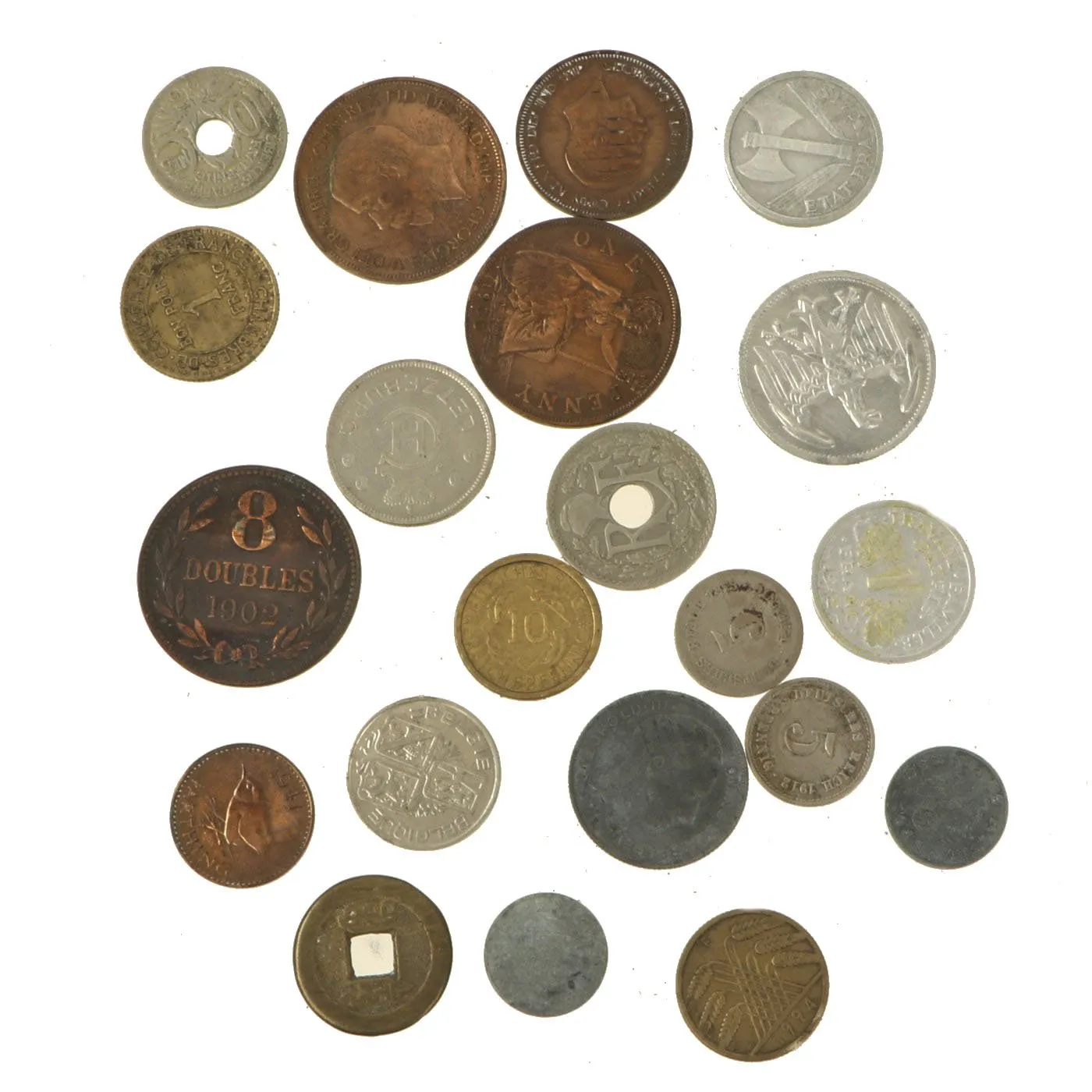 Original German & European WWII Bring Back Collection: Stick Pins, Tinnies, Insignia & Currency