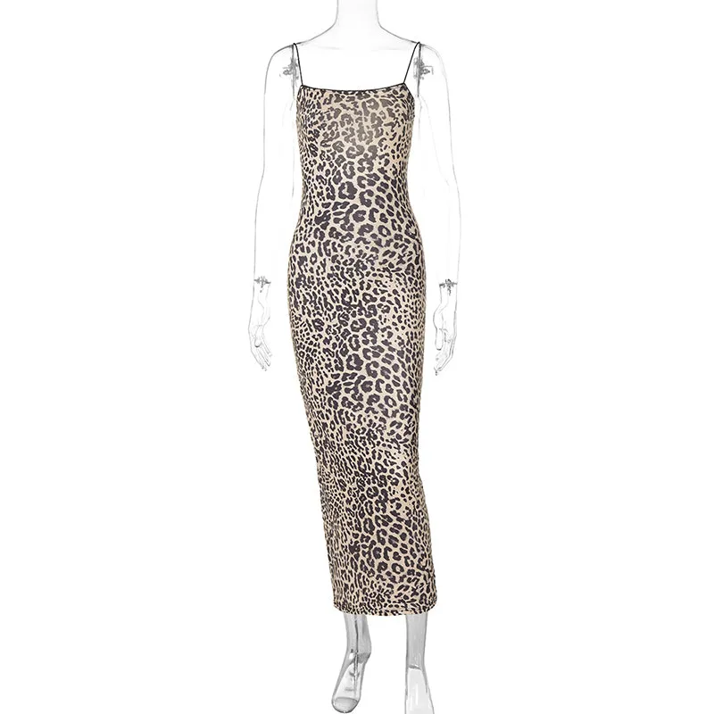 Perri Leopard Print Backless Maxi Dress