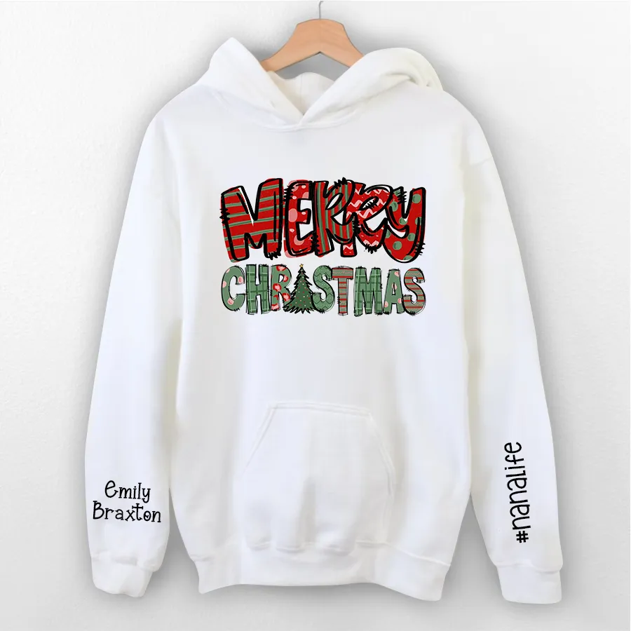 Personalized Christmas Grandma Shirt, Gigi Mini Nana Christmas Hoodie 03