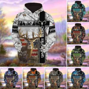 Personalized Deer Hunting Hoodie 3D Pullover American Forest Pattern Deer Hunting Hoodie Hunting Club Uniform