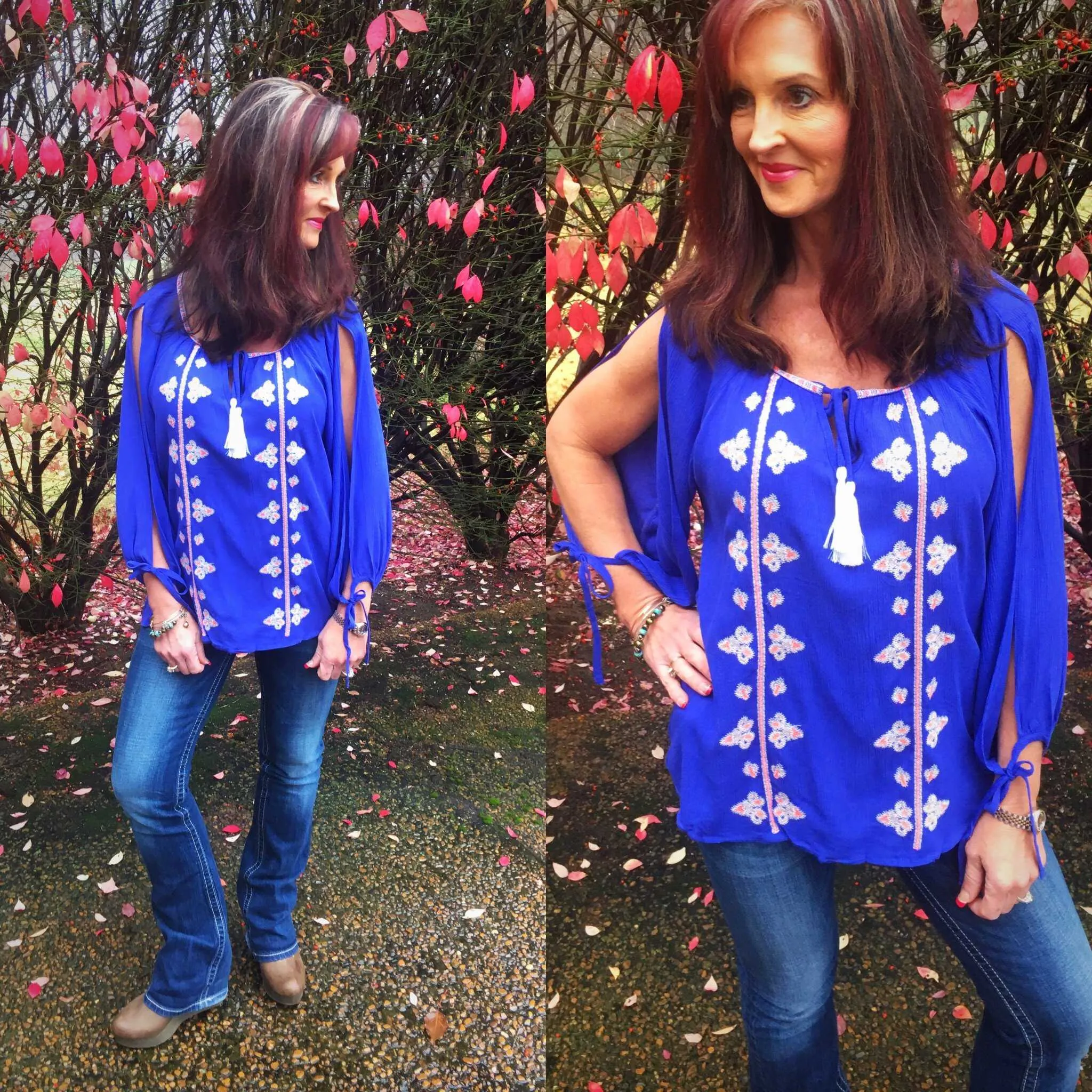 Royal Blue Embroidered Color Pop Top