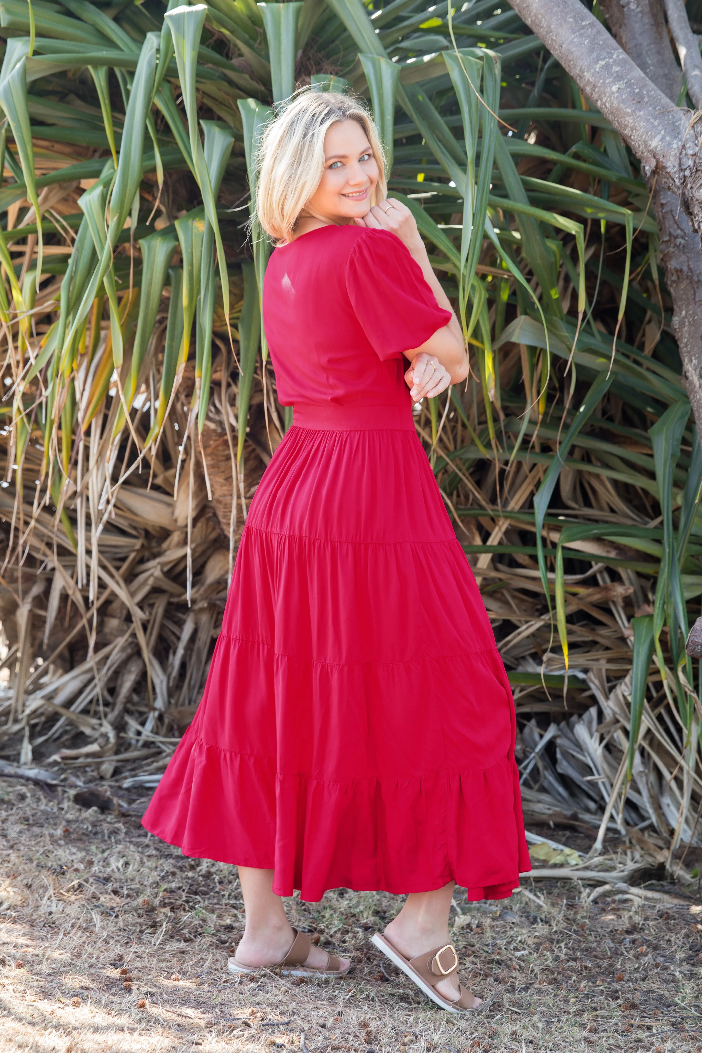 Ruffle Wrap Dress | Flame Red | FINAL SALE